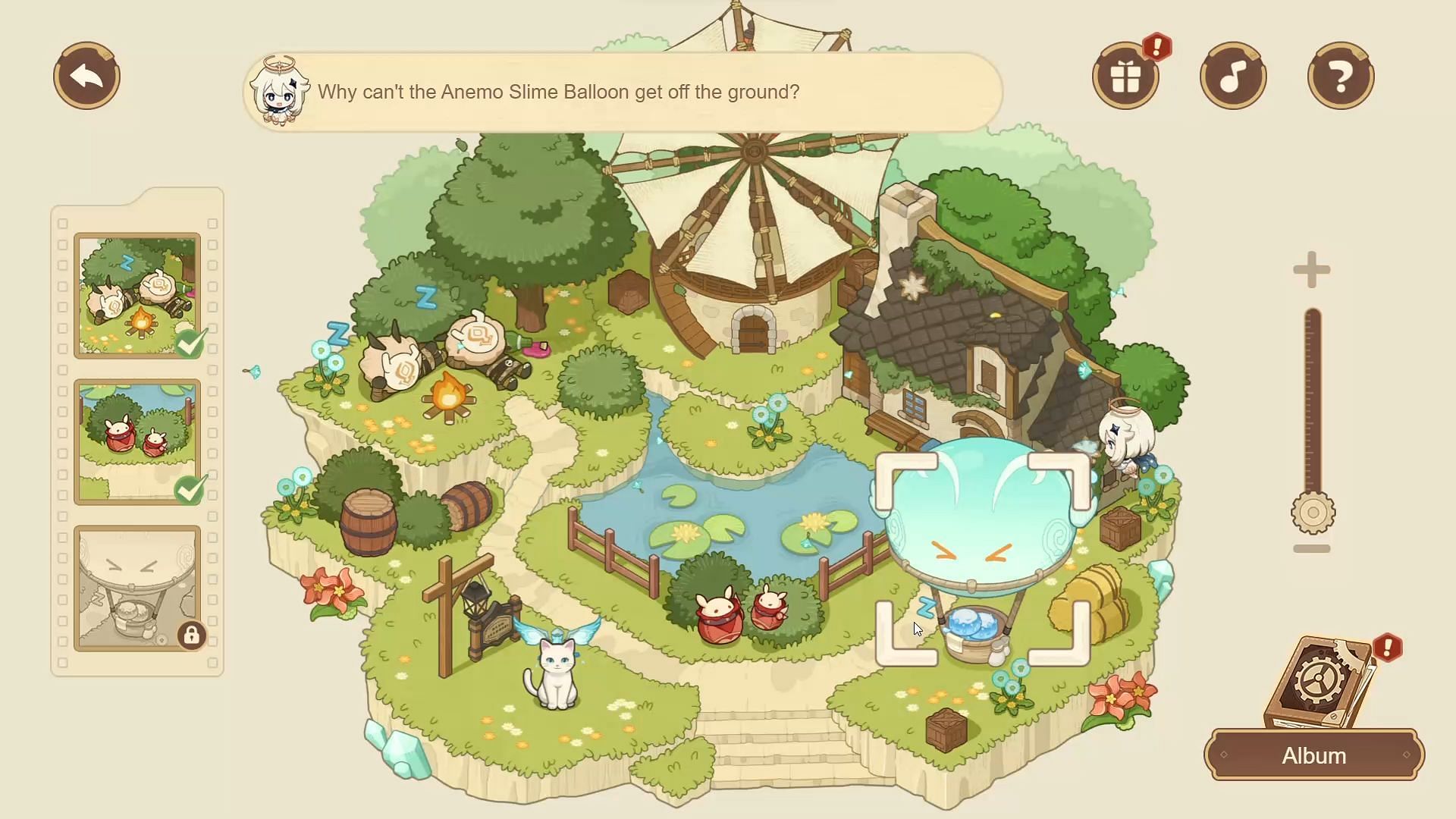 Select a Sight from the notice bar on the left and take photos (Image via HoYoverse)